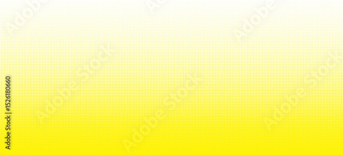 Seamless dotted halftone gradient border. Yellow vector halftone dot bottom to top gradation. Pure yellow bright horizontal geometric background. CMYK effect seamless pattern. Abstract pixelated bg