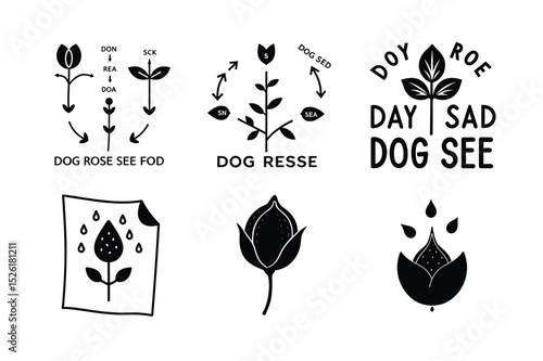 Seed Germination of Wild Rose (Dog Rose) – Educational Botanical Illustration