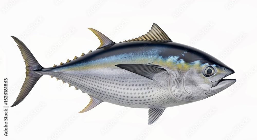 Fototapeta premium Pristine Tuna Fish Isolated on a Pure White Background Healthy Cooking Ingredient