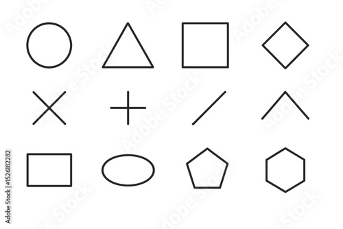 Set of geometric shapes including circle square triangle oval pentagon and hexagon