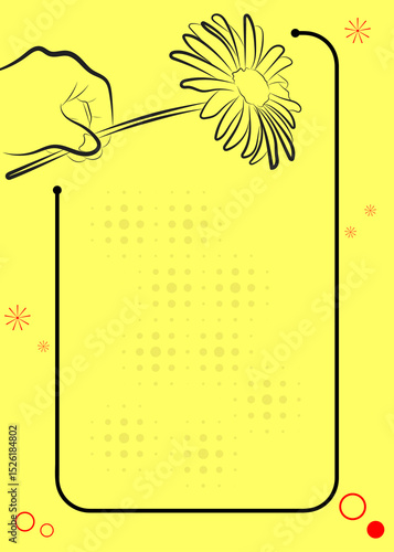Modern Floral Template with Hand Holding Daisy