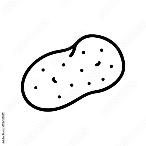 Simple potato icon design for culinary apps. Potato image is perfect for restaurant menus and food blogs. This simple potato graphic is suitable for website design and cookbook illustrations.