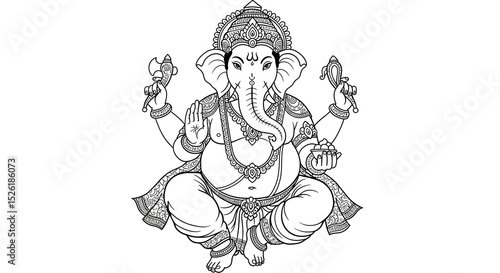 Wallpaper Mural A lineart illustration of Lord Ganesha, Generated by Ai Torontodigital.ca