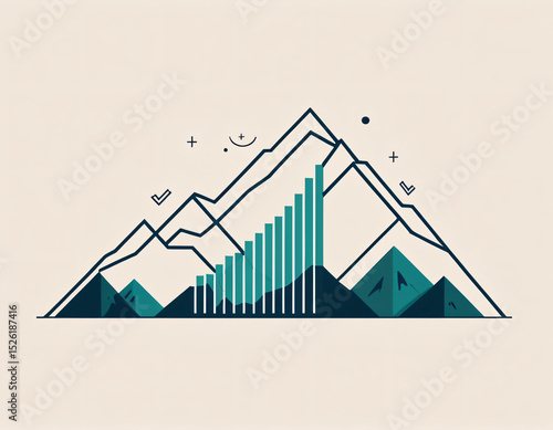Business growth chart blended with a mountain