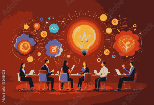 Mesa de ideas en un grupo de marketing