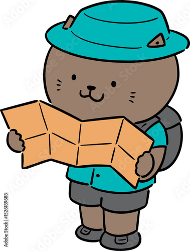 Illustration of cat traveler
