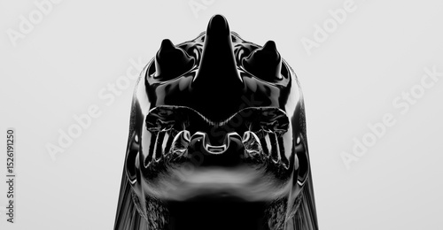 Black Monster Face in 3d Front View