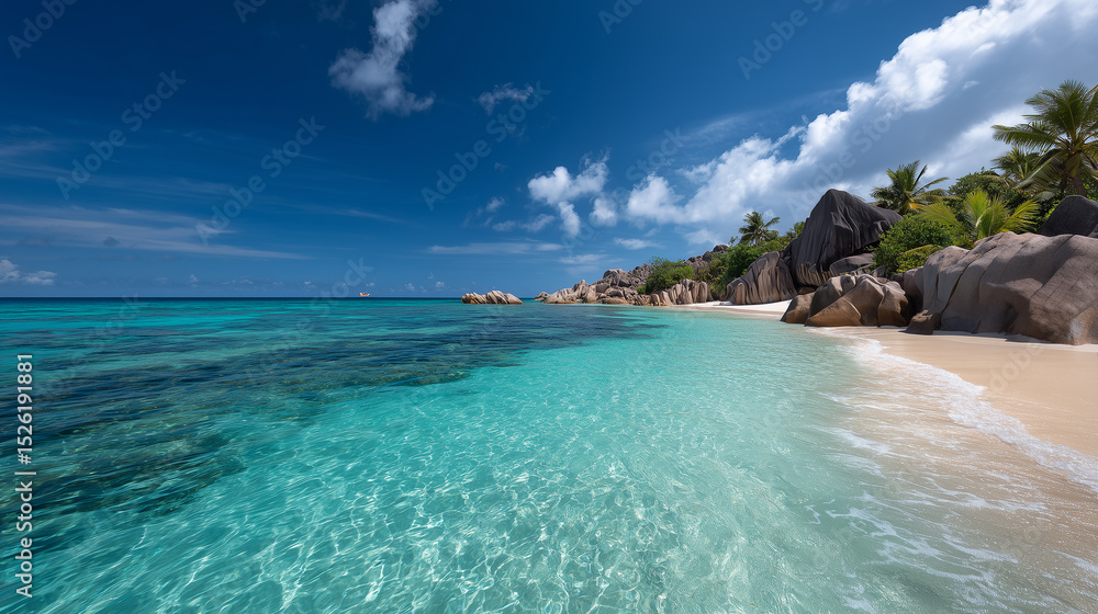 Fototapeta premium Pristine Tropical Beach with Turquoise Waters