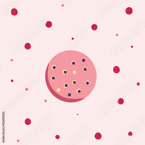 Close-up of inflamed skin with multiple pimples and red acne spots in flat minimalist vector style showing detailed blemishes and skin irritation