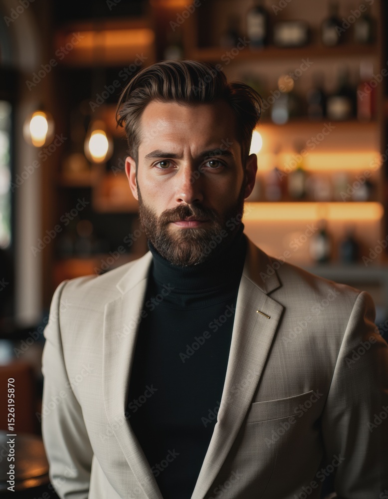 Obraz premium Stylish man in a chic lounge, exuding confidence and sophistication