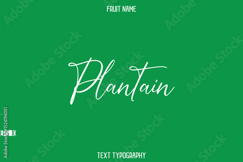 Plantain  -Fruit Name In Stylish Cursive Typography Text Lettering