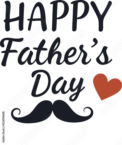 Stylized Happy Father's Day Card with Mustache, Hearts, and Radiating Light Design