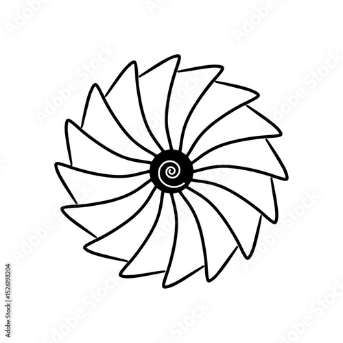 Airplane Turbojet Engine with Large Propeller Blades – Jet Turbine Fan Design Illustration