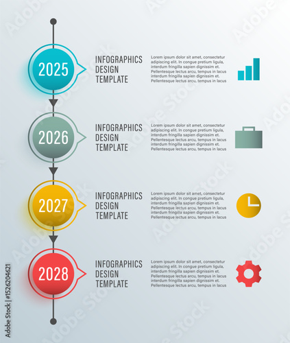 Timeline vertical infographic template 4 steps or process design template