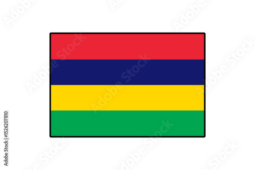 The flag of Mauritius features horizontal stripes in red, blue, yellow, and green. It symbolizes the country's multicultural heritage and vibrant national identity. Free Download The flag of Mauritius features horizontal stripes in red, blue, yellow, and green. It symbolizes the country's multicultural heritage and vibrant national identity. - GFXLoad