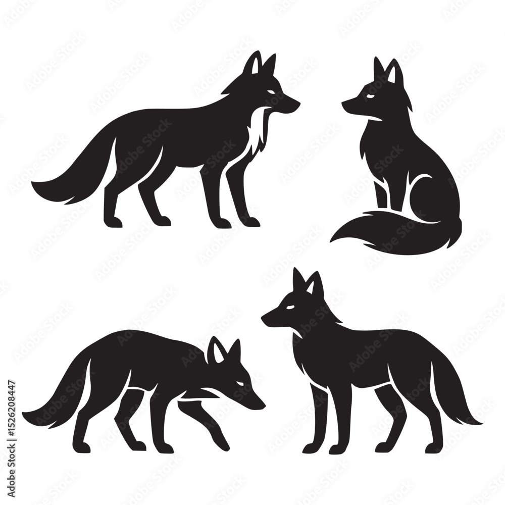 Black Wolf Silhouette Collection – Vector Illustration Black Wolf Silhouette Collection – Vector Illustration