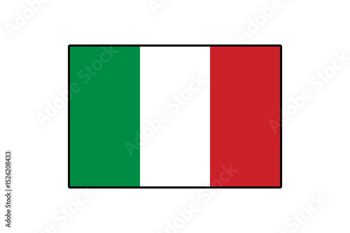 The design features the national flag of Italy with three vertical stripes in green, white, and red. This emblem represents Italian heritage and culture.
