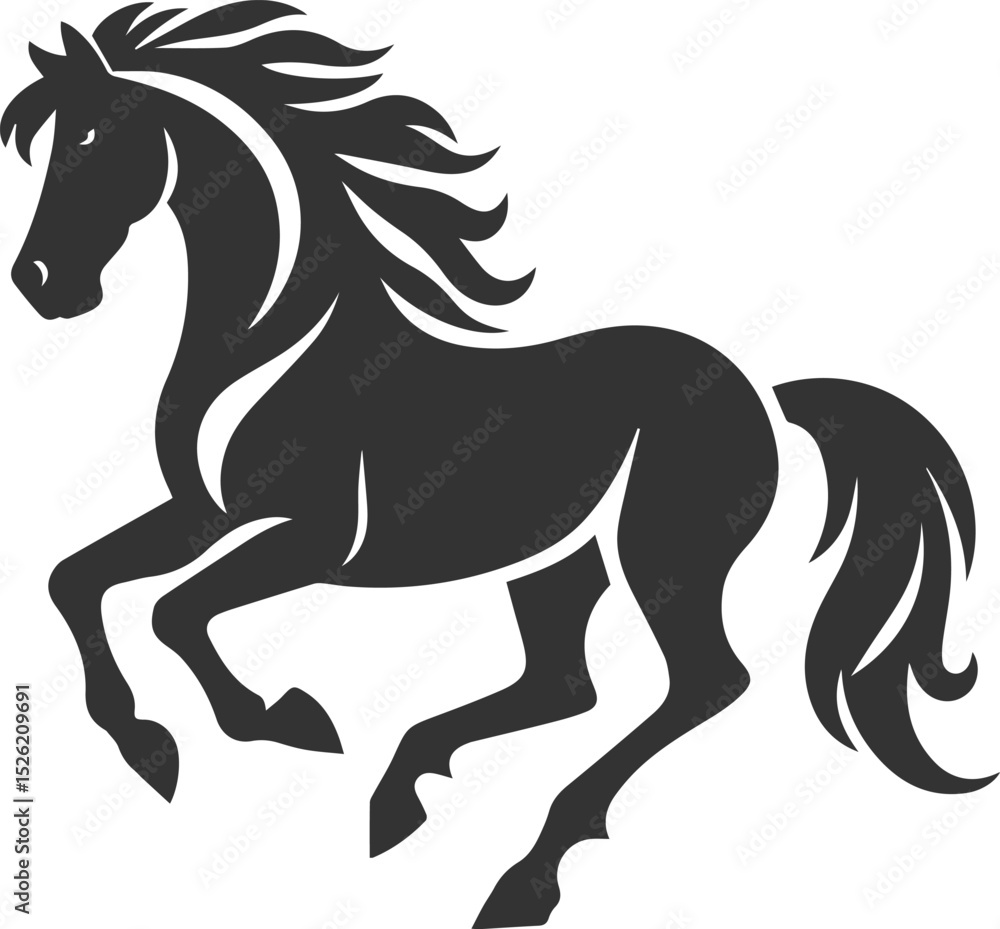 Obraz premium Running horse silhouette vector drawing artwork