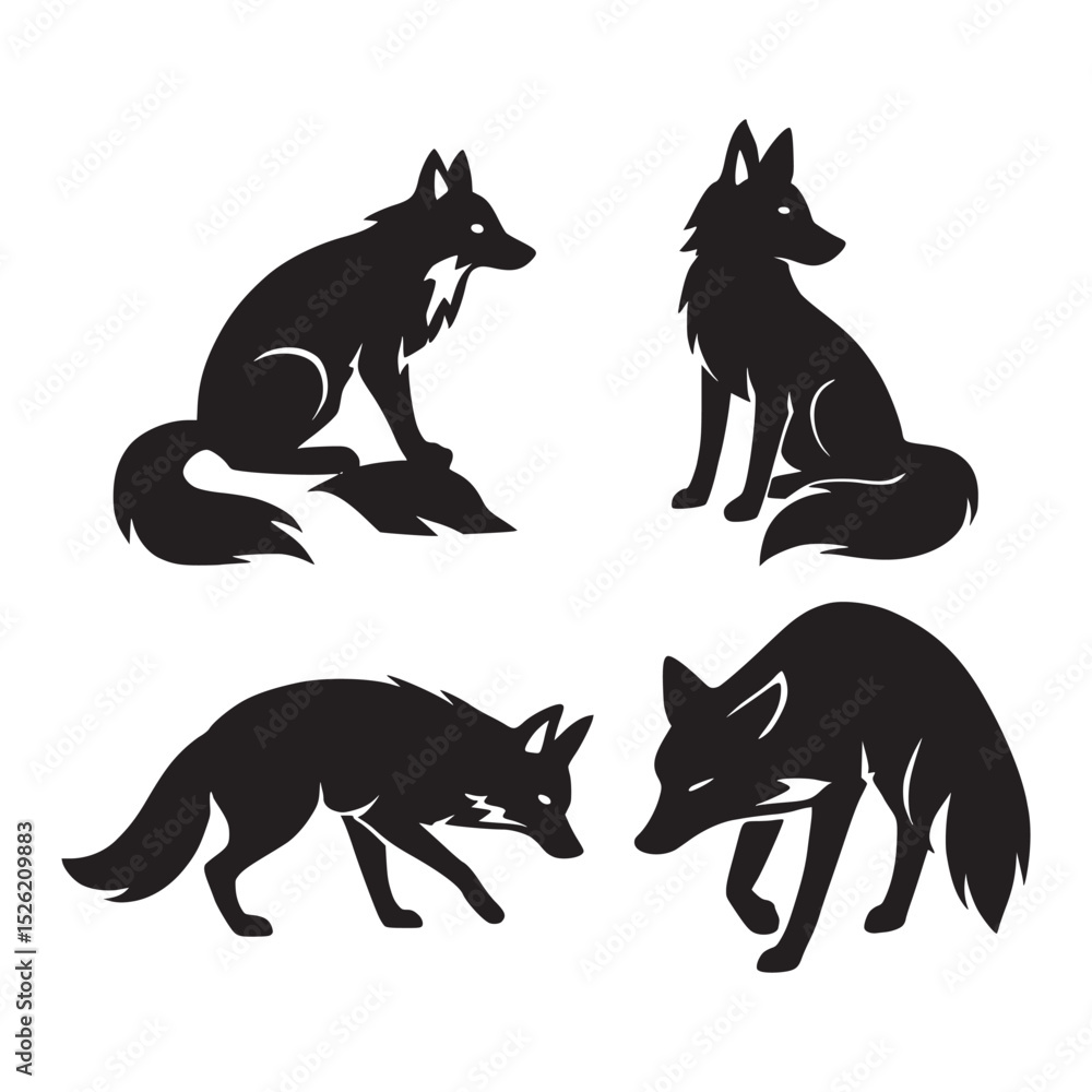 Black Wolf Silhouette Collection – Vector Illustration Black Wolf Silhouette Collection – Vector Illustration