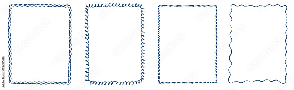 Hand drawn ink vintage frames. Stamp or letter mark frames for greeting cards, wedding, birthday party, invitations in italian or greek marine sea coastal style. Minimalist coquette vector borders.