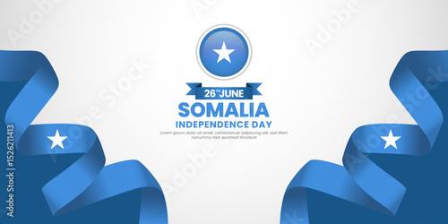 Somalia independence day banner background 26 June design element with waving ribbon flag
