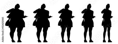 Conceptual fat overweight obese female vs slim fit healthy body after weight loss or diet on white background banner. A  fitness, nutrition or obesity, health shape illustration vector as silhouettes