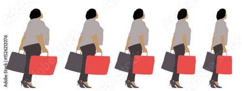 Conceptual fat overweight obese female vs slim fit healthy body after weight loss or diet on white background banner. A  fitness, nutrition or obesity, health shape illustration vector as silhouettes