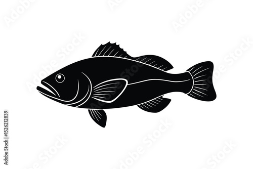 Silhouette art illustration in side view of a grouper fish.eps