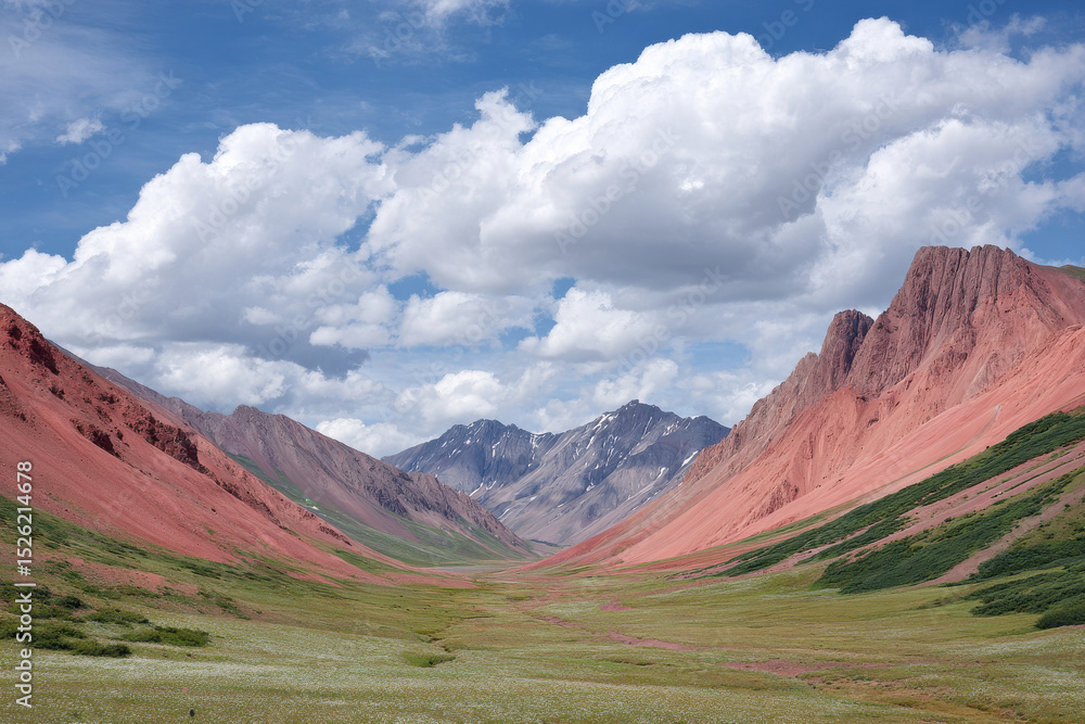 glacial valley in kyrgyzstan with long shadows rich color tones glacial valley in kyrgyzstan with long shadows rich color tones