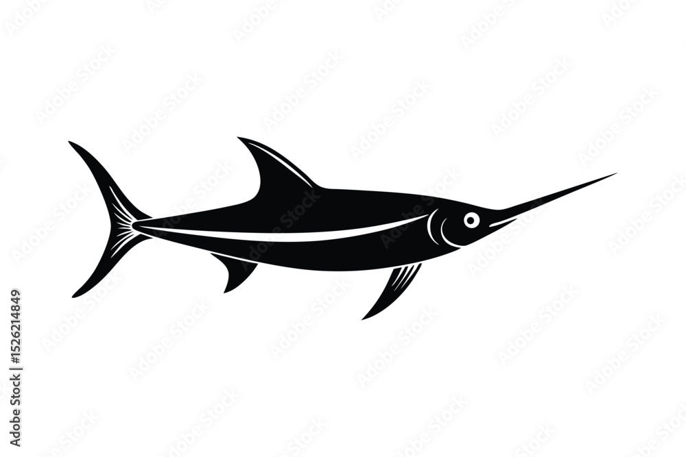 Fototapeta premium Silhouette art illustration in side view of a swordfish.eps