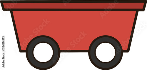 a red wagon with wheels on it