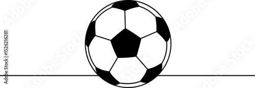 Classic black and white soccer ball illustration on a line  