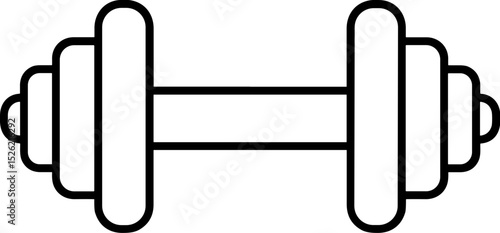 Dumbbell in minimalist design with simple black outline  