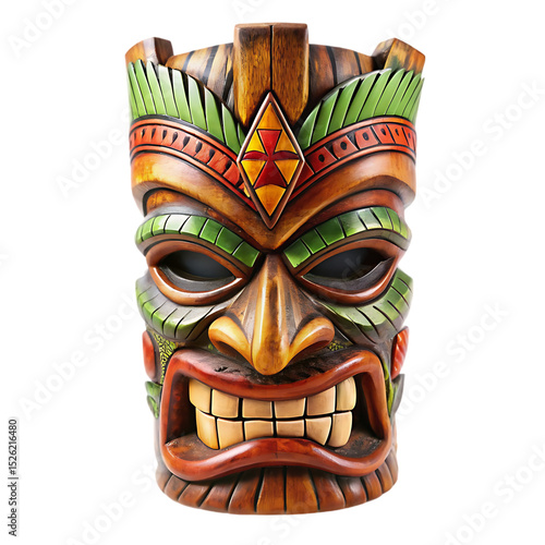 Polynesian Tiki Mask: Hand-Carved Art