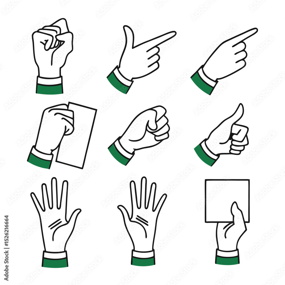 Obraz premium Set of 8 hand gestures vector illustrations