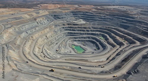 Gigantic pit mine with terraced landscapes