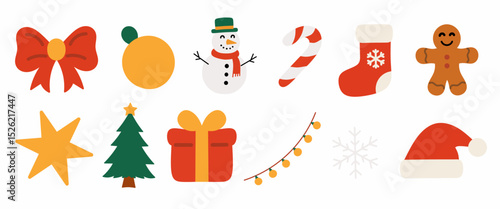Christmas Festive Elements Vector Icons and Graphics for Holiday Designs
