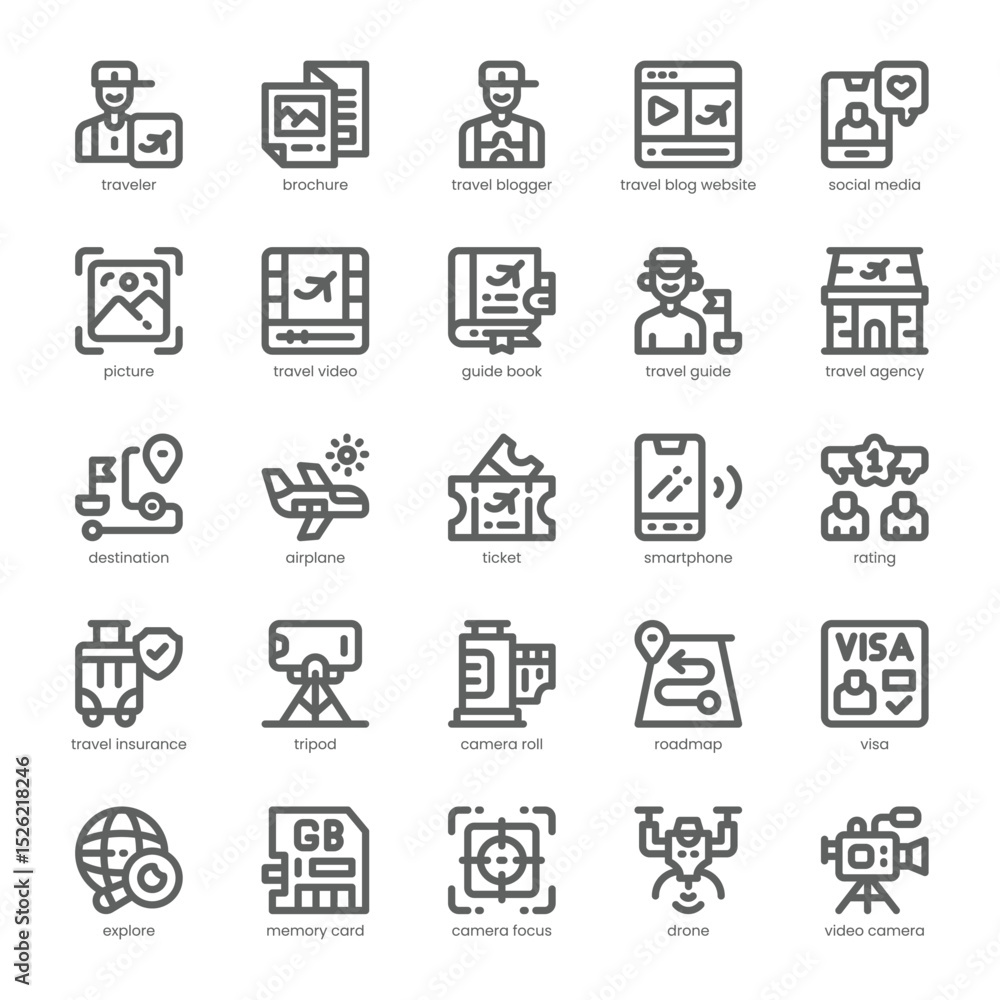 Travel Blog Icon pack for your website, mobile, presentation, and logo design. Travel Blog Icon outline design. Vector graphics illustration and editable stroke. Travel Blog Icon pack for your website, mobile, presentation, and logo design. Travel Blog Icon outline design. Vector graphics illustration and editable stroke.