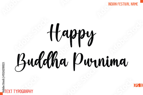 Happy Buddha Purnima   -Indian Festival Name Modern Stylish Typography Text