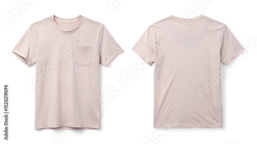 minimal clear and elegant light pink pocket t shirt on white background