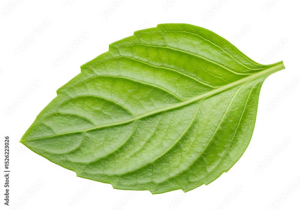 Obraz premium A single basil leaf on a white background
