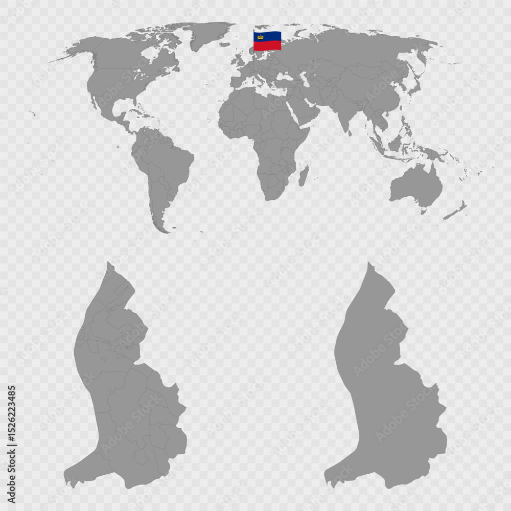 Fototapeta premium Liechtenstein Map Set with World Location.