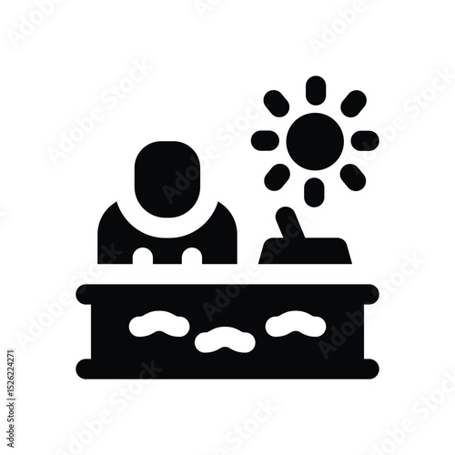 sunbathing glyph icon. Strong and solid vector icon for websites, mobile interfaces, presentations, and visual branding. High quality and easy to edit.