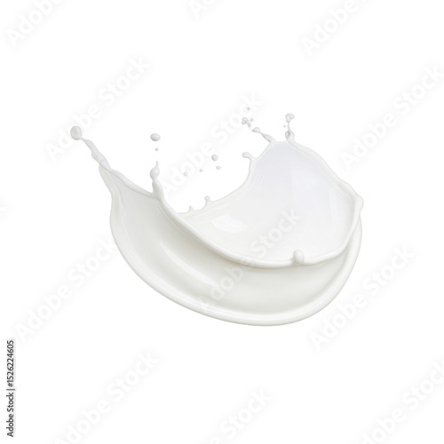 Dynamic milk splash on white background with healthy cream pouring