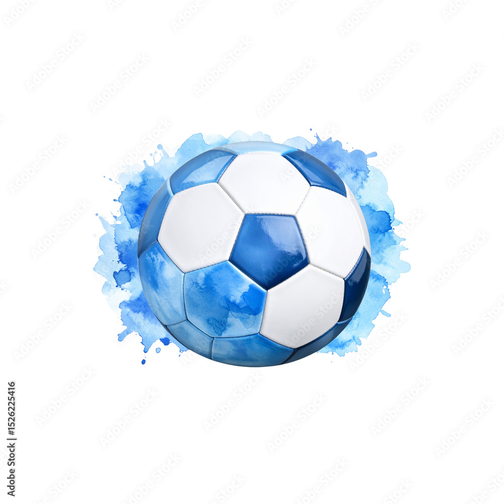 Obraz premium Blue and white leather soccer ball isolated for sport competition