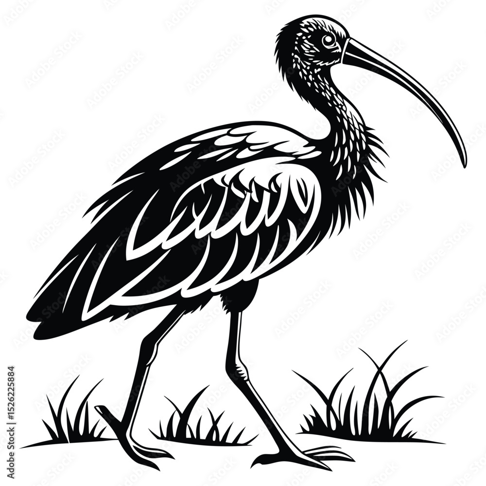 Fototapeta premium A striking black crowned crane, a wild heron with a long beak perched on a branch, and an isolated white heron portrait highlight the beauty of these wetland birds in nature A wild black-crowned crane