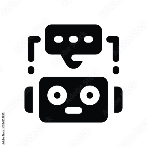 chat bot glyph icon. Strong and solid vector icon for websites, mobile interfaces, presentations, and visual branding. High quality and easy to edit.