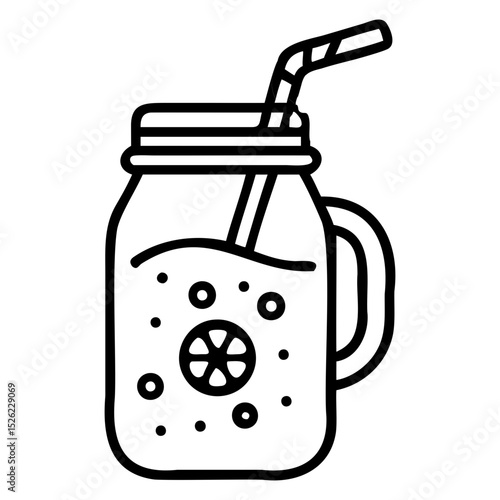 Refreshing Mason Jar Smoothie Summer Drink Illustration