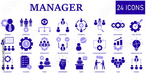Set of manager Icons or symbols Vector fully editable file.