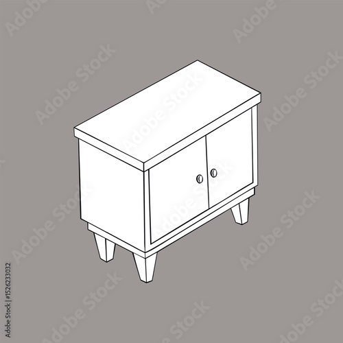 Isometric image of a TV bedside table. Vector illustration